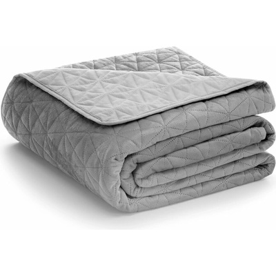 AmeliaHome Svetlosivý zamatový prešívaný pléd Laila 170x210