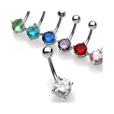 Šperky eshop piercing do bříška s malým kulatým zirkonem C1.16 modrá B