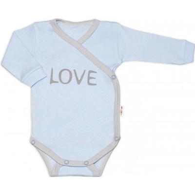 Baby Nellys Body dlhý rukáv Love zapínanie bokom modré
