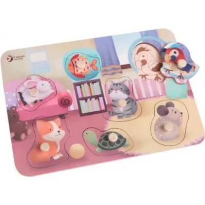 Classic World - Дървен пъзел с дръжки - Домашни любимци (CW54310)