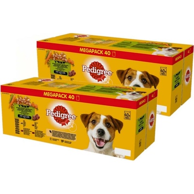 Pedigree Adult ve šťávě s hovězím masem kuřecím masem jehněčím masem s drůbeží 80 x 100 g