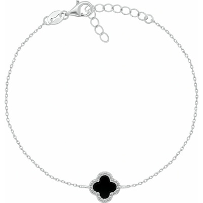 Brilio Silver Strieborný náramok pre ženy Štvorlístok BRC239WBC