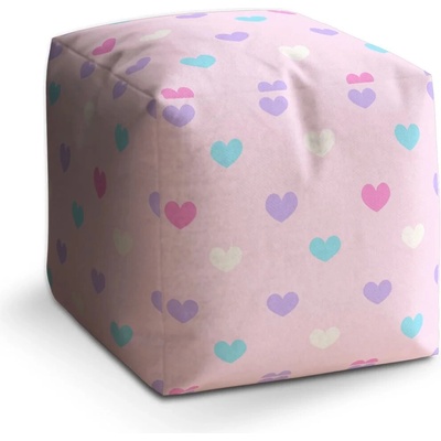 Sablio Taburet Cube Srdce vedle srdce - 50x50x50 cm