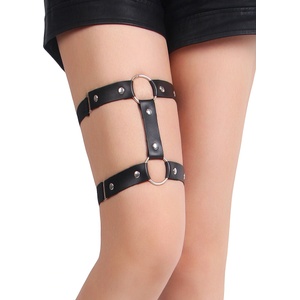 SuperLove Faux Leather Double Garter 81292 Black