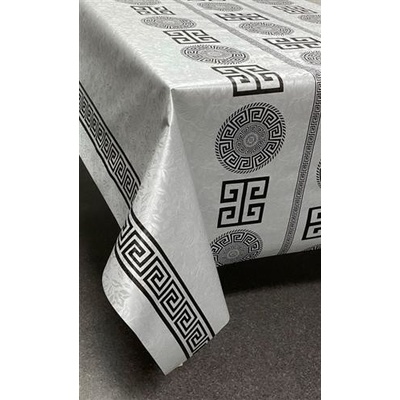 Obrus PVC 206D reliéfne ornamenty čierne na sivom podklade metráž, 20 m x 140 cm, IMPOL TRADE