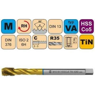 NÁSTROJE CZ Závitník strojní M20x2,5 ISO2 HSSCo5 TiN DIN 376 RSP35 - 4260 - CZZ4260-M20-ISO2