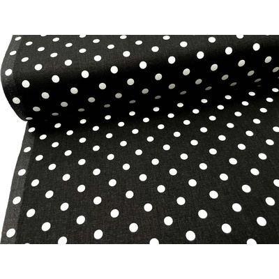 Mirtex Plátno DOMESTIK 145/13069-13 Černý poklad Puntíky 10mm šíře 150cm Ceník: METRÁŽ: od 1 metrů