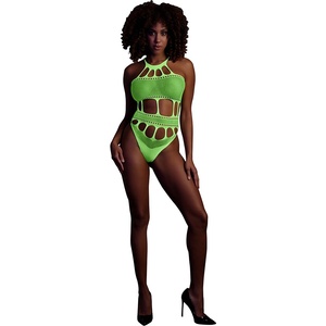 Ouch! Glow in the Dark Body with Grecian Neckline Neon Green S/M/L