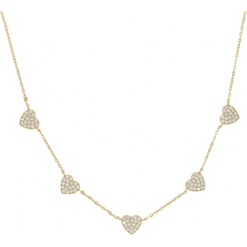 DELIS Чохер от сребро проба 925, jw639, дизайн на сърце с цирконий, позлатено покритие (jw639)