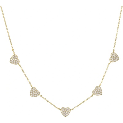 DELIS Чохер от сребро проба 925, jw639, дизайн на сърце с цирконий, позлатено покритие (jw639)