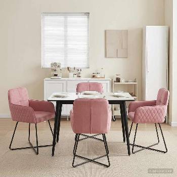 vidaXL Обедени столове 4 pcs Кадифе Розово 59 x 56, 5 x 86 см (3428212)