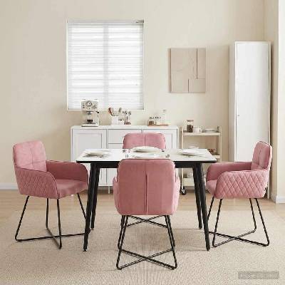 vidaXL Обедени столове 4 pcs Кадифе Розово 59 x 56, 5 x 86 см (3428212)