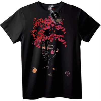 NOONEBRAND Тениска Афро изкуство жена - 7XL, Black
