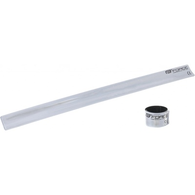 Pásek reflexní FORCE, samonavíjecí, 38 cm, stříbr.