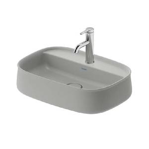 Duravit Zencha - Умивалник за монтаж върху плот 55x39 см, без преливник, отвор за смесител, DuraCeram, матово сиво 2374556771 (2374556771)
