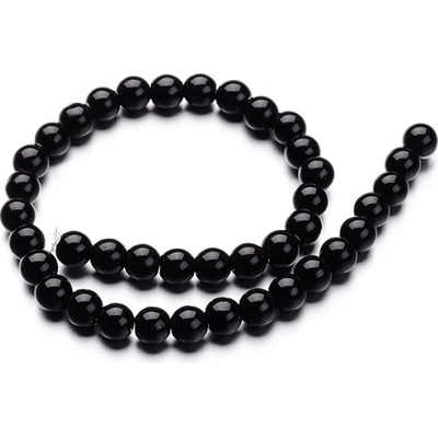 Skleněné korálky 6mm cca 50ks - imitace nefritu - černé – Zboží Mobilmania