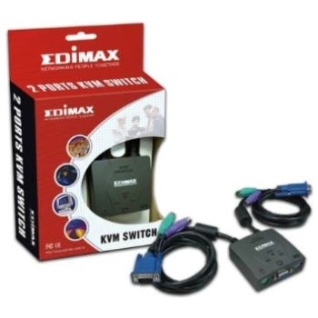 Edimax EK-PS2C KVM přepínač 2x PC, myš - klávesnice (PS/2), VGA, desktop, integrované kabely 1,2m