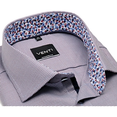 Venti Modern Fit košile s vetkaným červeným vzorem, vnitřním límcem a manžetou