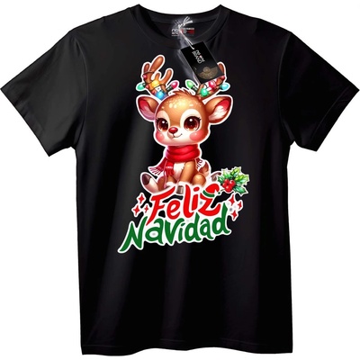 NOONEBRAND Тениска Сладък Северен Елен Весела Коледа - S, Black