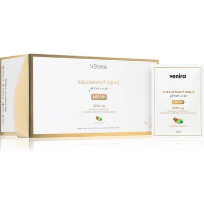 Venira Kolagénový drink 50+ prášok na prípravu nápoja pre krásne vlasy pleť a nechty príchuť Strawberry-Lime 30 ks