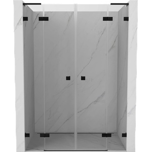 Mexen Lunar L Двойни душ врати, отварящи се, 160 см, прозрачни, черни - 834DL-160-000-70-00 (834DL-160-000-70-00)