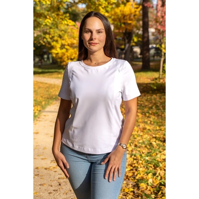 Jsem máma Bavlněné kojicí tričko se skrytými zipy bílé – Zboží Dáma