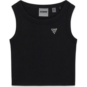 GUESS Черен потник рипс за момиче с кристално лого Guess