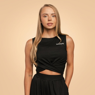 GymBeam BeastPink Дамски кроп топ Breeze Black L