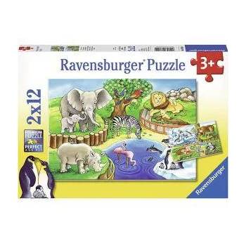 Ravensburger Пъзел Ravensburger 2 по 12 елемента, Животни в зоопарка, 7007602