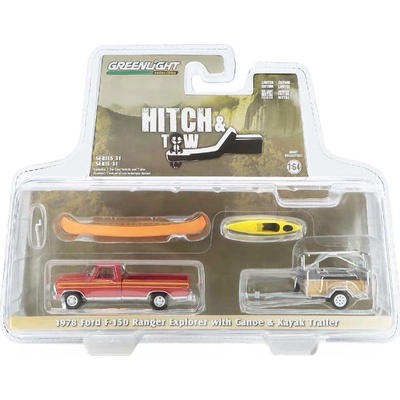 GreenLight Ford F 150 Ranger Explorer 1978 s Přívěsem na Kánoi 1:64