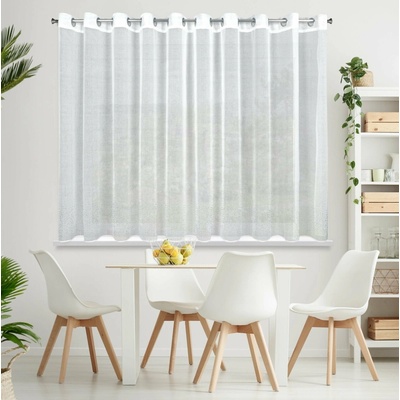 EUROFIRANY ZÁCLONA NA KROUŽCÍCH MOLLY 350 X 150 CM BÍLÁ