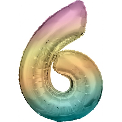 Amscan Fóliový balónek číslo6 DUHOVÝ 86 cm