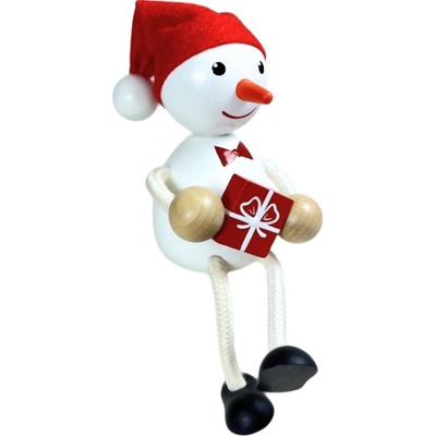 Krokido Sněhulák s vánočním dárkem - dřevěná figurka