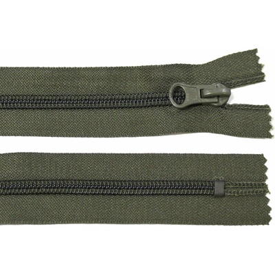 Spirálový zip no.5 nerozepínací 14cm khaki zelený tmavý
