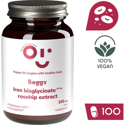 Beggs Iron bisglycinate 20 mg + rosehip extract 100 kapsúl
