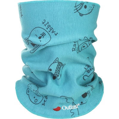 Little Angel Nákrčník dětský smyk Tisk Outlast® Tm. tyrkys zvířátka – Zboží Dáma