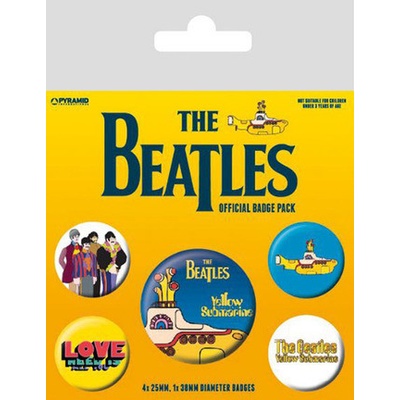 CurePink placky The Beatles Yellow Submarine set 5 kusů 25 mm 38 mm BP80477 – Zbozi.Blesk.cz