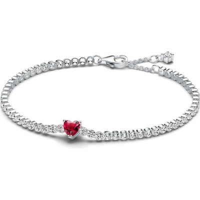 PANDORA tenisový náramek Červené třpytivé srdce 16 590041C02-16