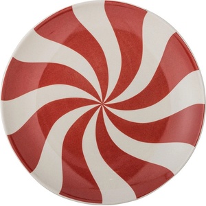Bloomingville Червена глинена чиния с коледен мотив ø 23 cm Yule - Bloomingville (82062833)