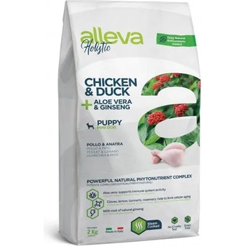 Diusapet Alleva® holistic (puppy mini) chicken & duck + aloe vera & ginseng - пълноценна храна за млади кученца от миниатюрни и малки породи, както и за бременни и кърмещи кучета, Италия - 2 кг 2233