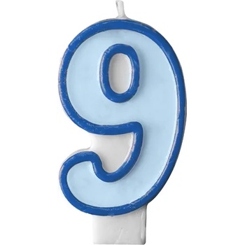 Image 1 of PartyDeco Свещ за рожден ден с число 9 (синя)