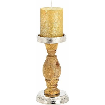 Nefertitis Svícen pro velké svíčky mangové dřevo a kov 20 cm NF41771 - cca 10 x 20 cm