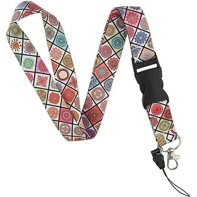 Šňůrka na krk Unique s karabinkou Ornamenty