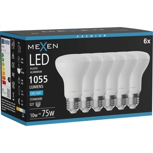Mexen Nova 6x LED крушка E27, R63, 10W, Студена - 6500K, 1055 lm - L104-E27-1065-01x06 (L104-E27-1065-01x06)
