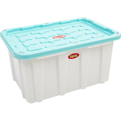 Doloni Úložný box s vekom 75x51x37 biela tyrkysová