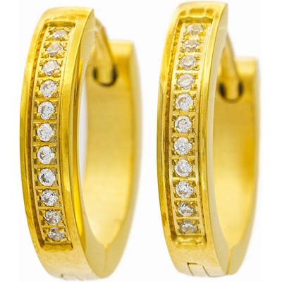 BRUNOshop.cz Náušnice kroužky s kamínky gold S4431