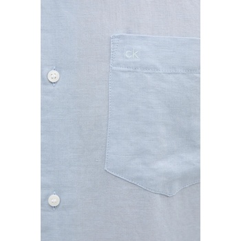 Calvin Klein Ленена риза Calvin Klein в синьо със стандартна кройка с класическа яка K10K114488 (K10K114488)