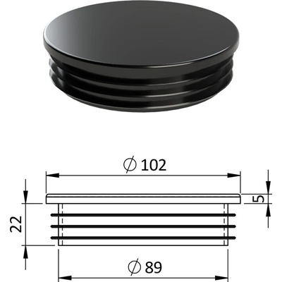 Vnitřní krytka kulatá ø 102 mm, plastová, černá