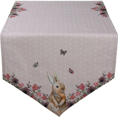 Clayre & Eef bavlna behúň so zajačikom Happy Bunny 50x160 cm