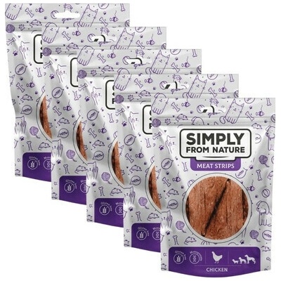 SIMPLY FROM NATURE Meat Strips maškrty s kuracím mäsom pre psov 5 x 80 g